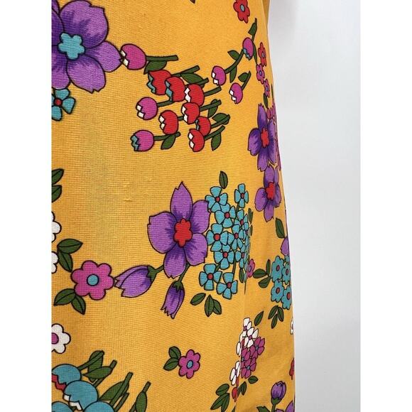 Vtg 60s 70s Yellow Floral Print Maxi Dress Cottage Boho Retro Groovy Handmade - Picture 12 of 16